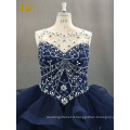 ED Bridal Ball Gown Beaded Real Picture Sleeveless Lace-Up Back Blue Organza Quinceanera Dress